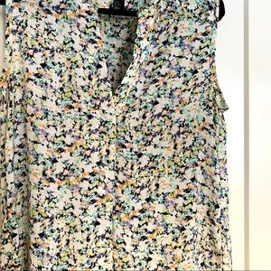 H&M Sleeveless Top/ Tunic in spring colors size 12 with fray detail around neck